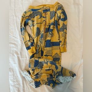 Yellow blue animal footie pajamas